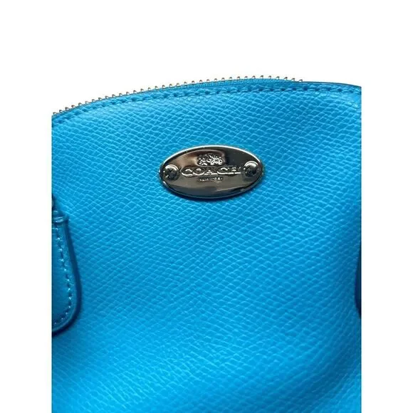 Coach Mini Turquoise Leather Crossbody Bag With Adjustable Strap & Zip Closure - Picture 4 of 11